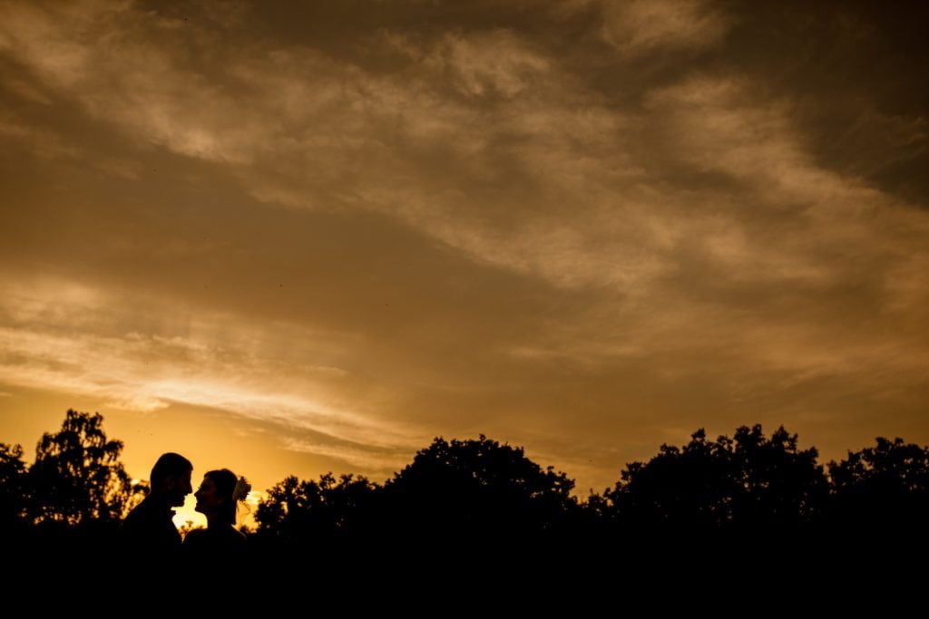 sunset wedding photography at burnham beeches