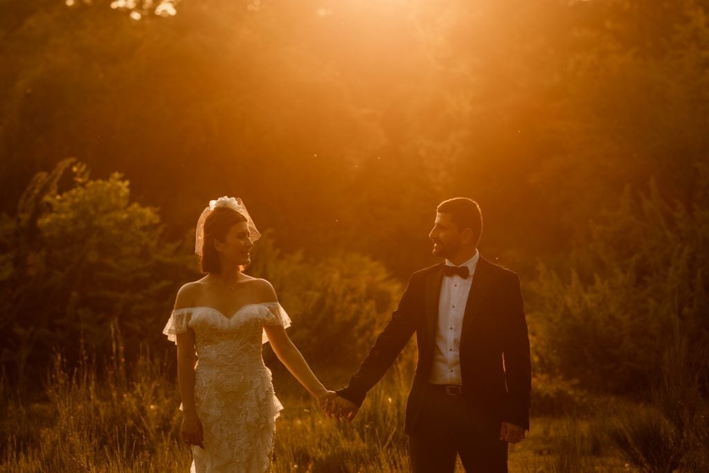 sunset wedding photo