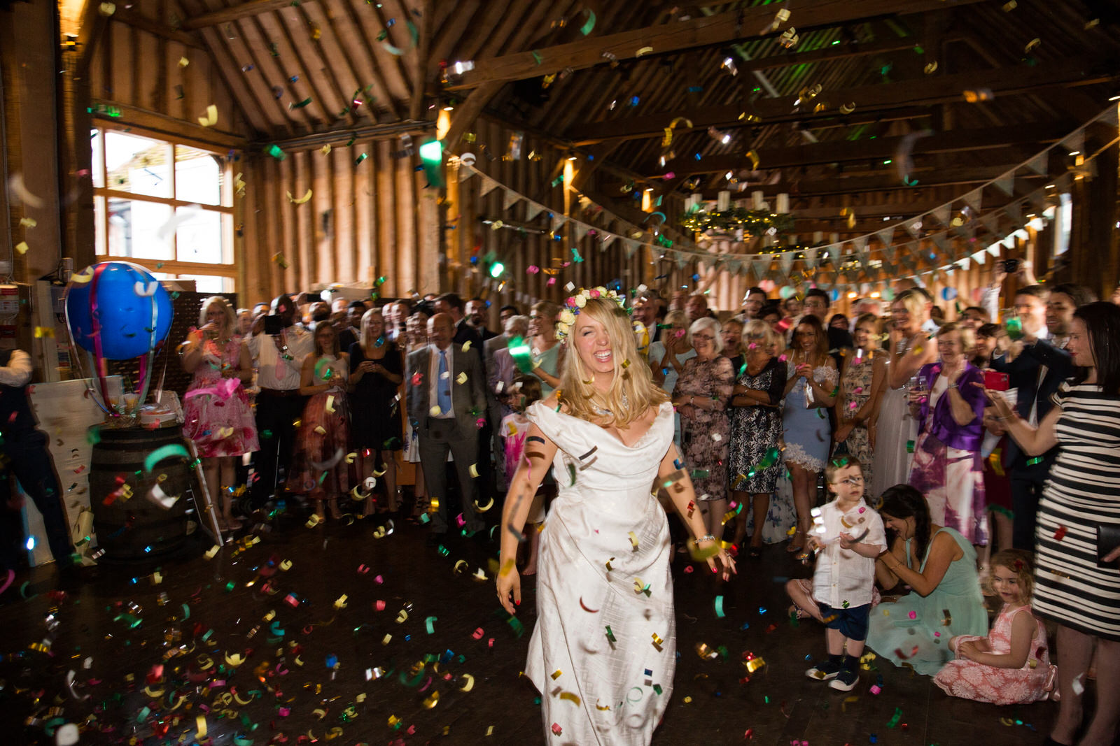 confetti canon at lillibrooke manor wedding