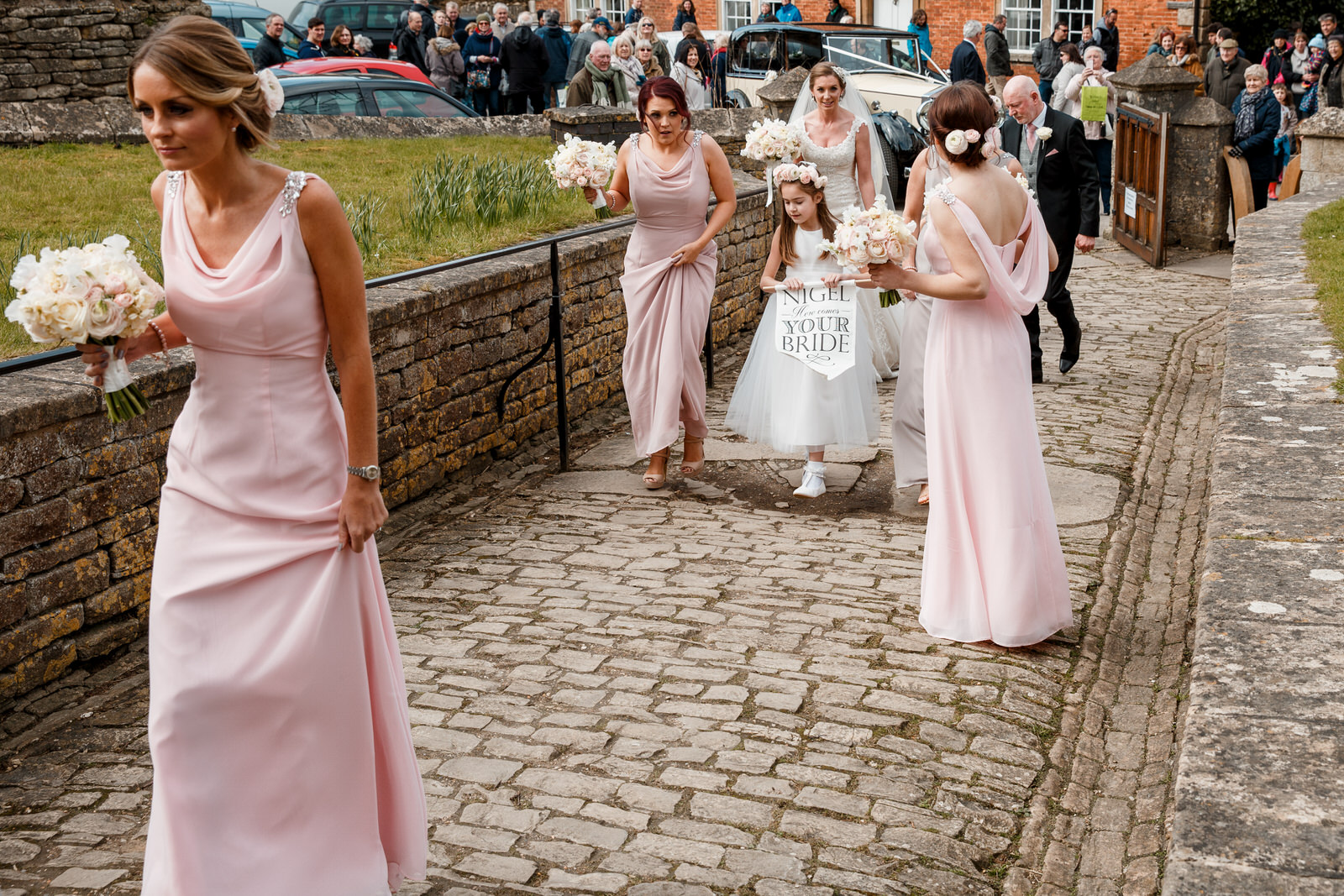 bride arriving at church