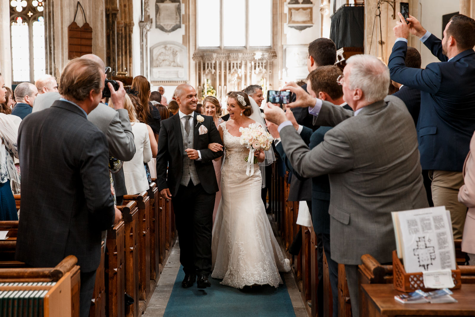 walking back down the aisle after getting married