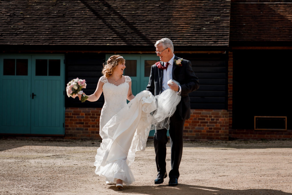 bride walking with her father