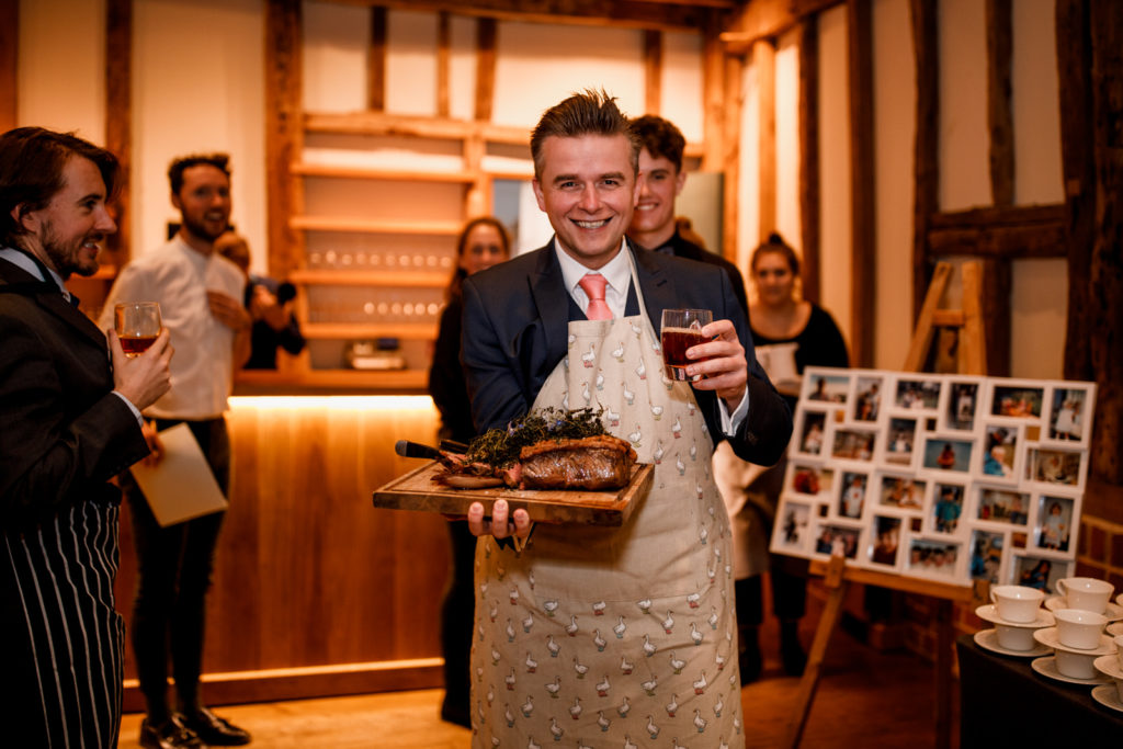 roast beef carve at wedding day