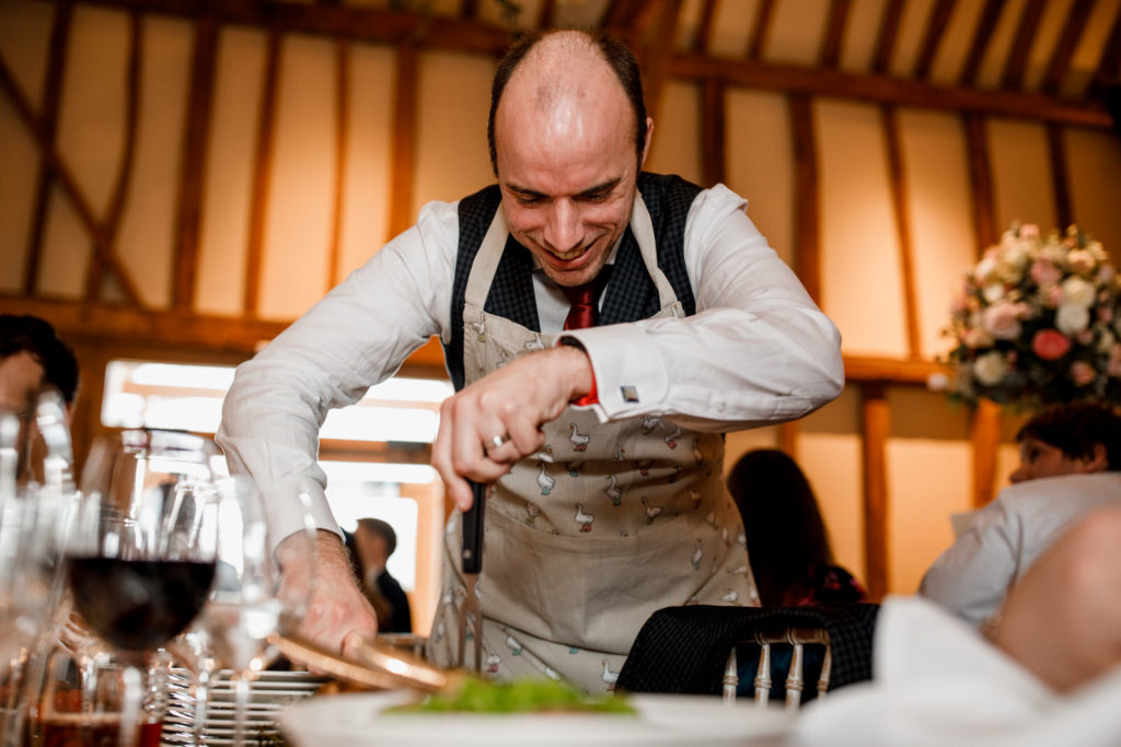 roast beef carving at wedding day