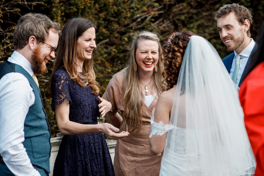 guests on wedding day at great fosters