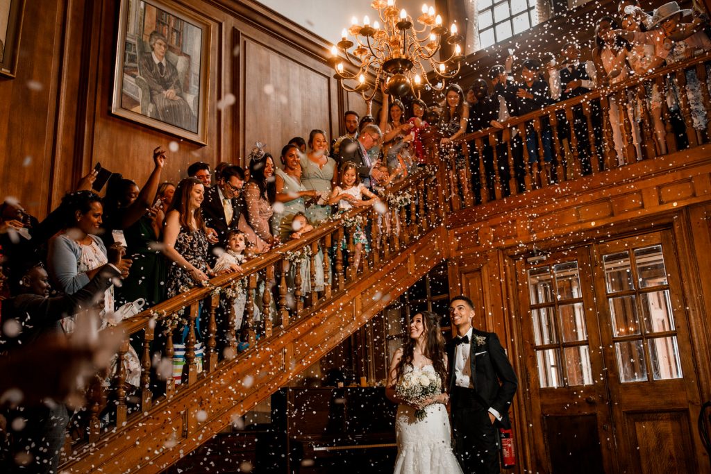 confetti shot inside kent wedding venue