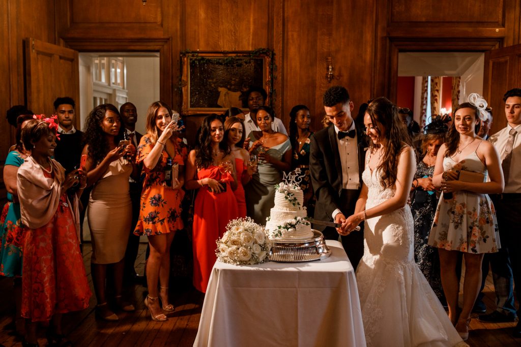 cutting of the cake at wedding