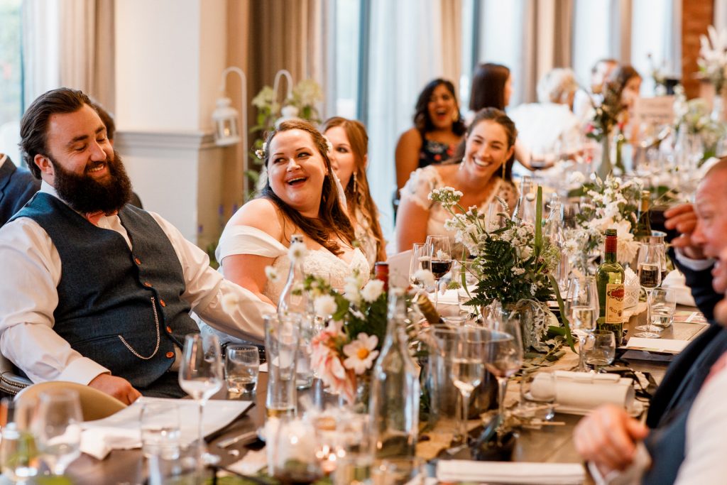 bride and groom reaction to speeches
