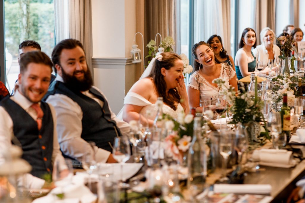 groom reaction to bridesmaids speech
