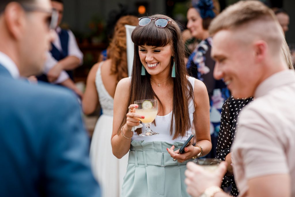 guests on roof garden at ham yard hotel wedding