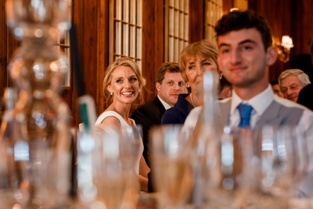 bride laughing at speeches