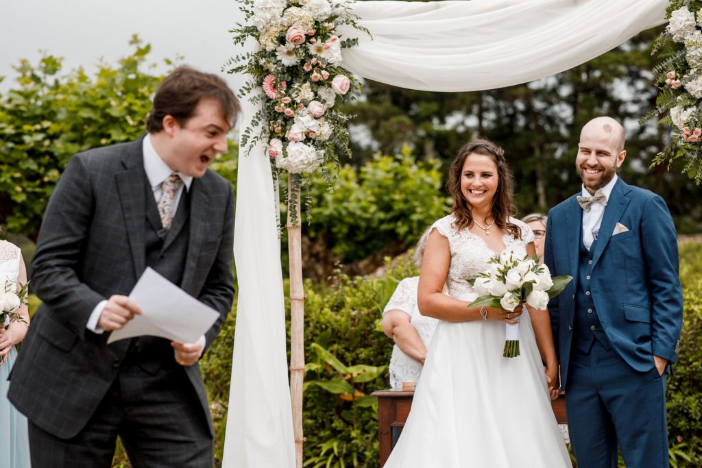 reading at a garden wedding in azores