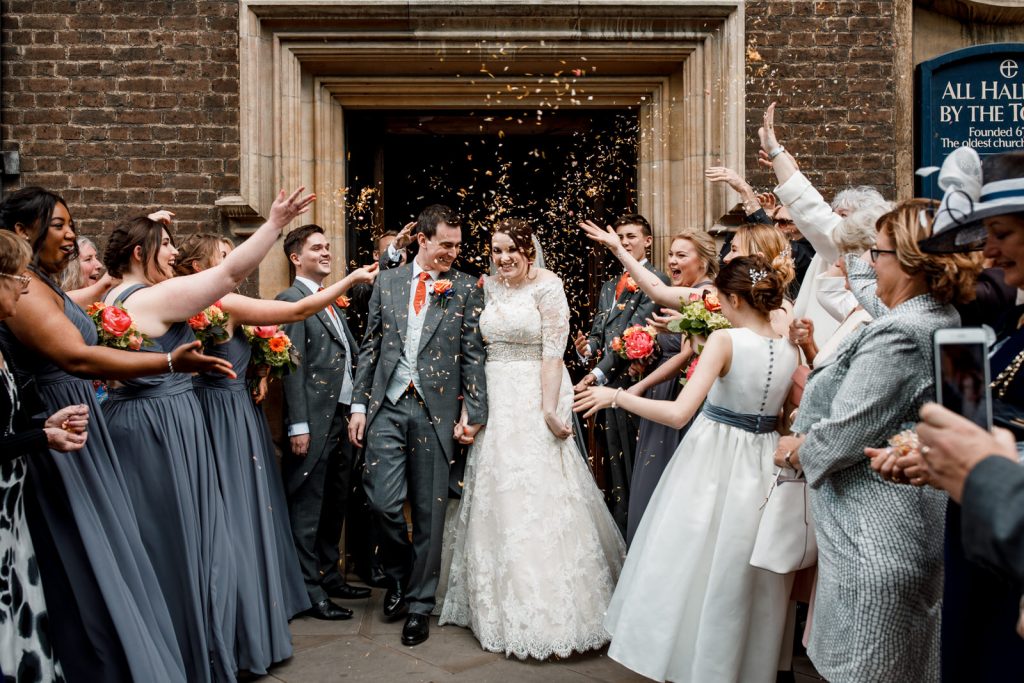 confetti throw outside all hallows by the tower