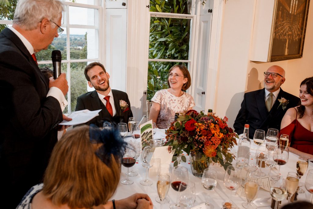 wedding speeches at Pembroke Lodge wedding