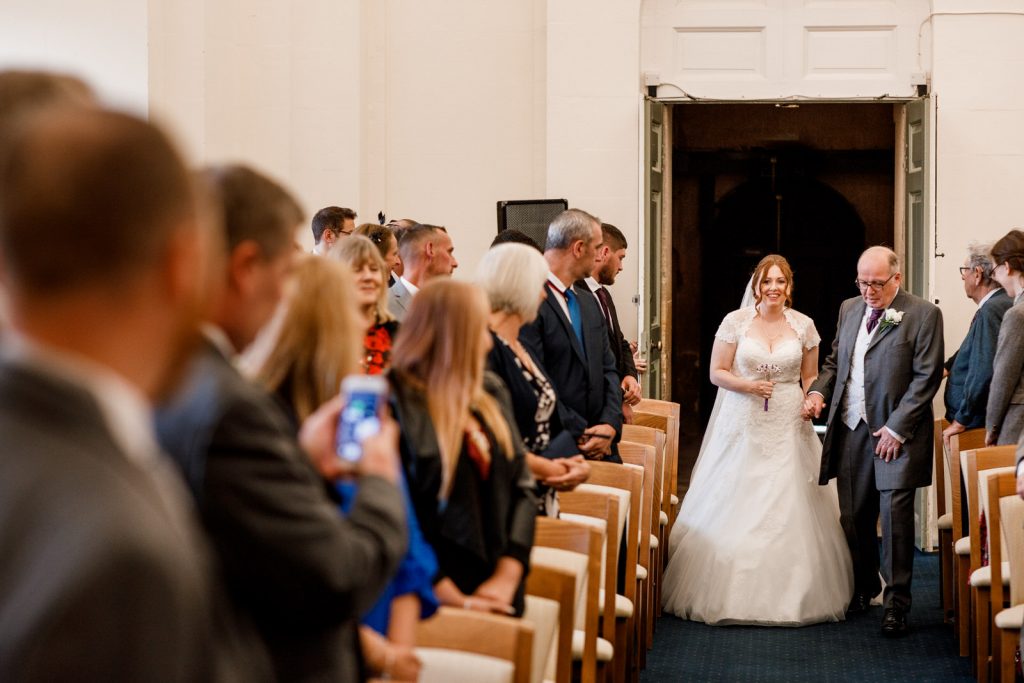 bride arriving at blenheim palace wedding