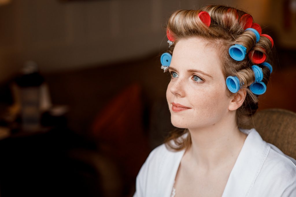 bride getting ready at danesfield house