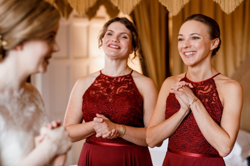 bridesmaids first look at bride