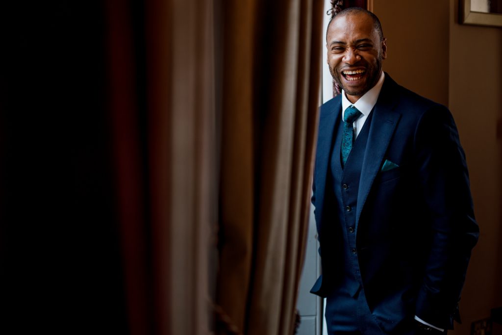 groom portrait at burnham beeches hotel