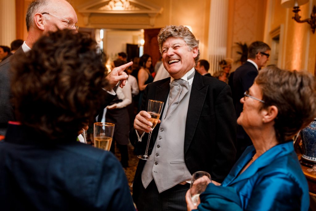 guests enjoying winter wedding at hedsor house