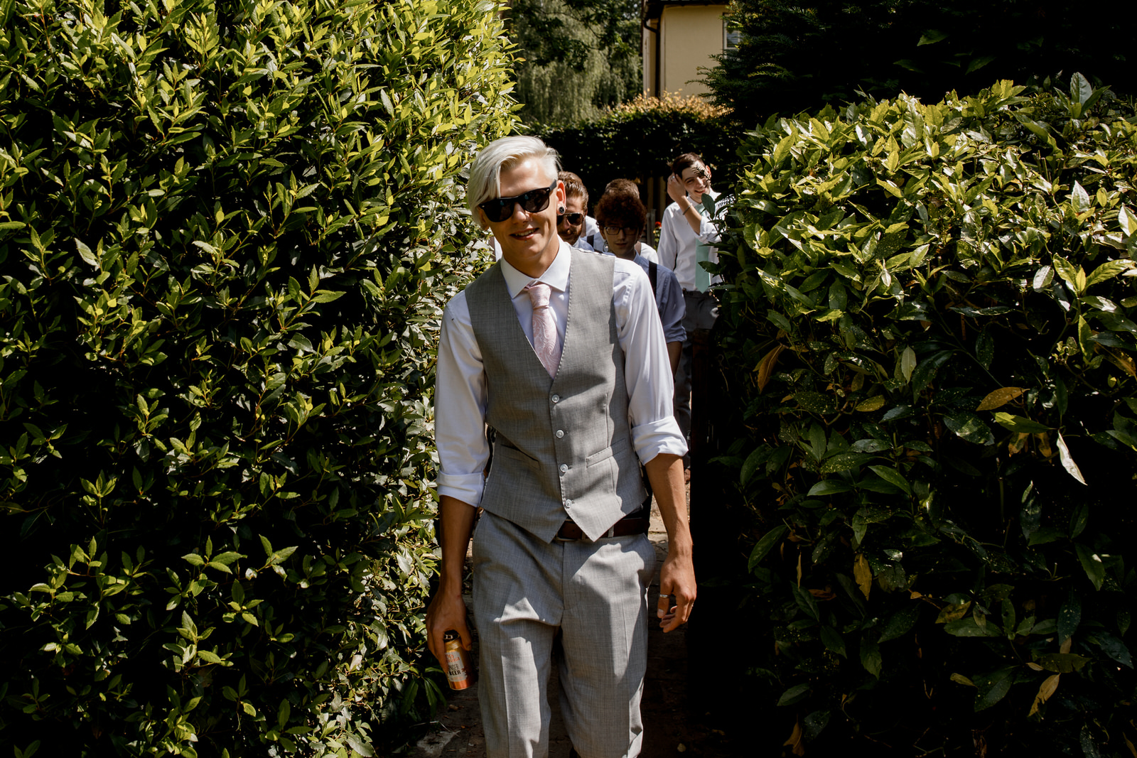 groom and ushers walking to ceremony