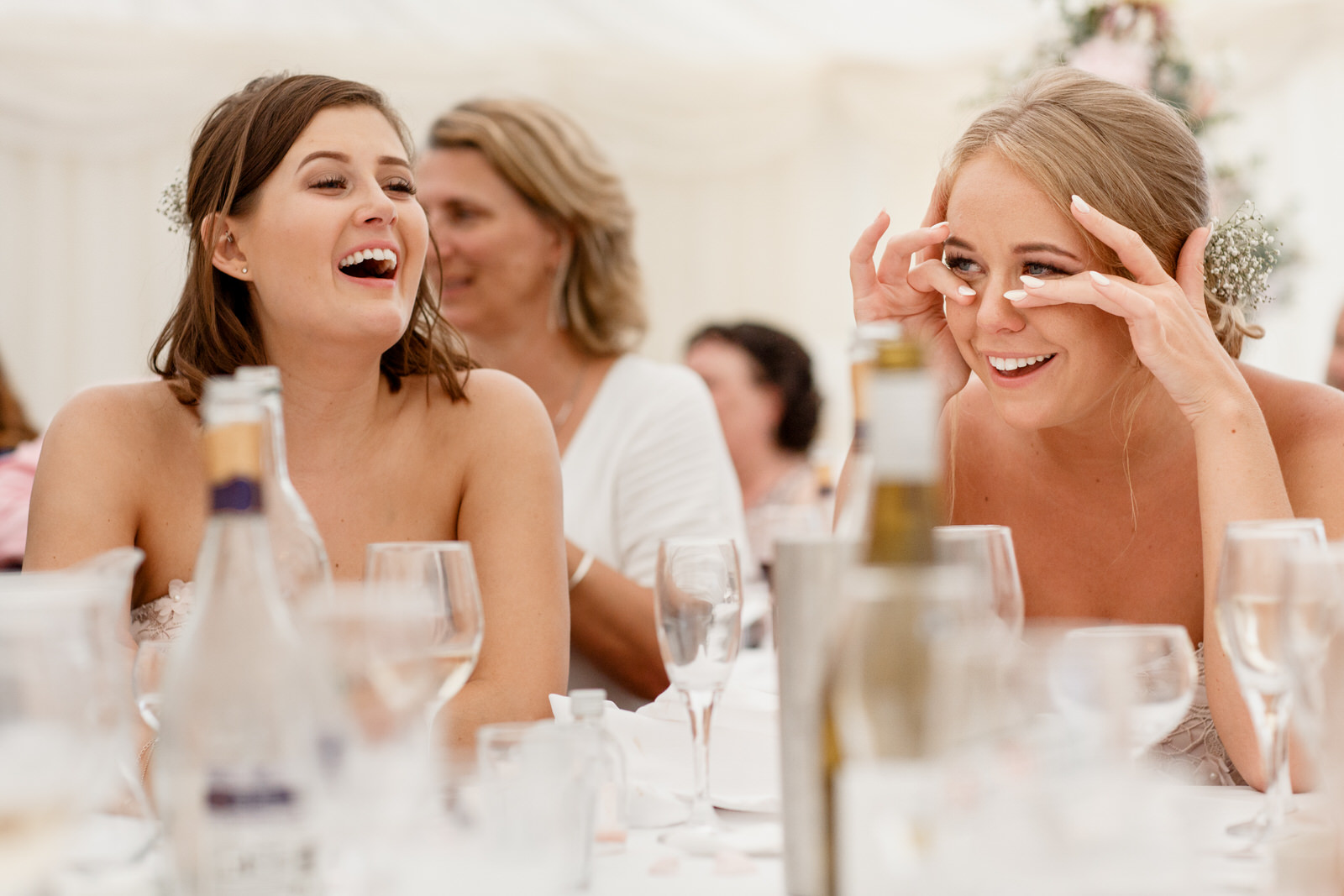 tears of laughter at wedding speeches