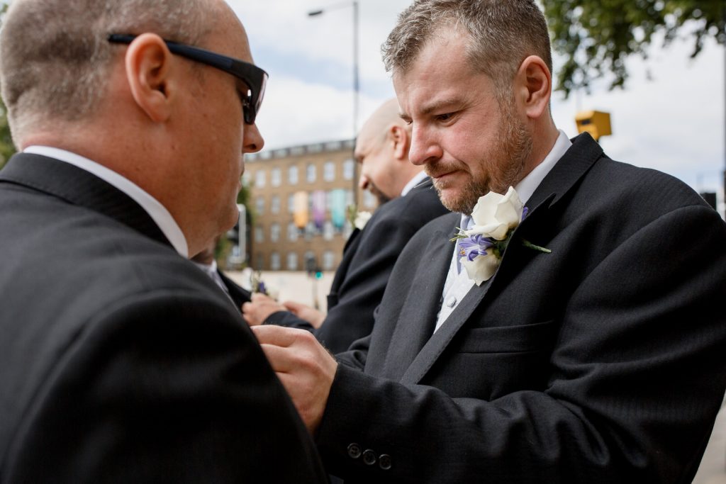 groom getting ready in marylebone