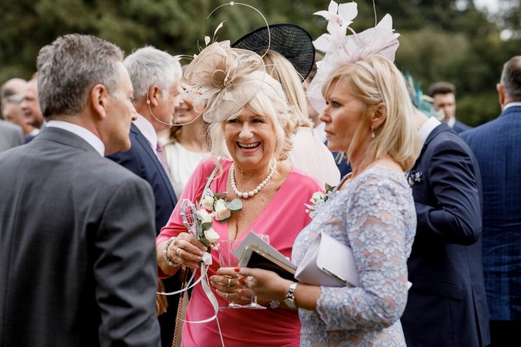 wedding guests in garden at offley place