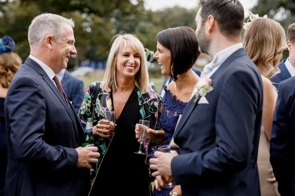 wedding guests in garden at offley place