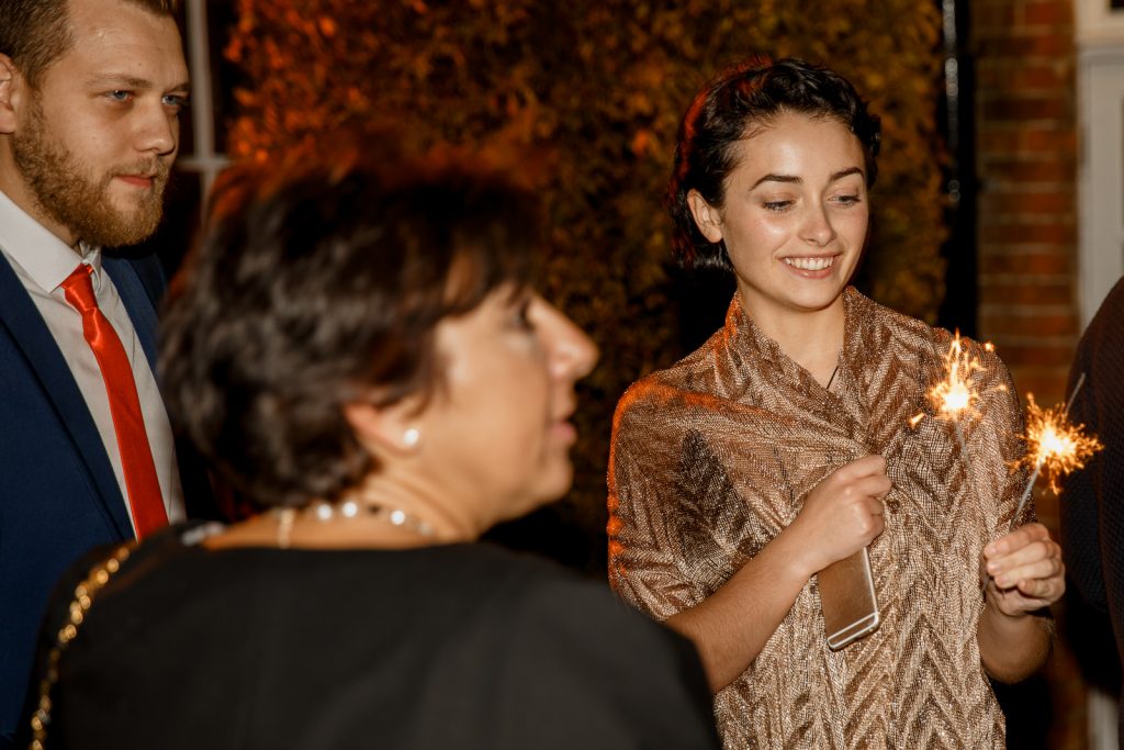 sparklers at stoke place wedding