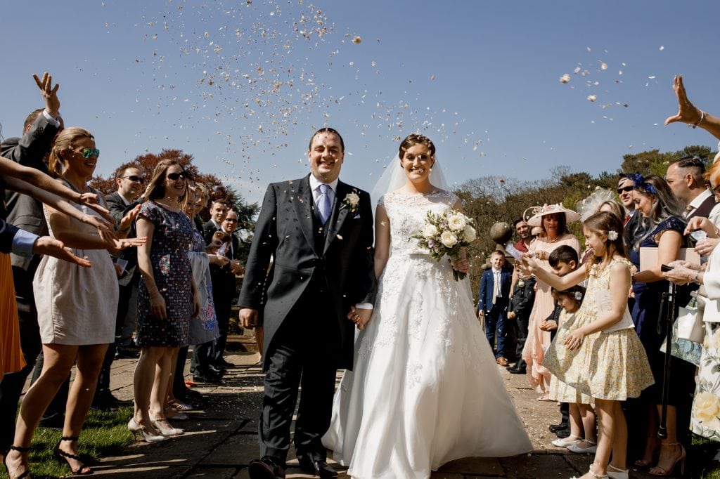 confetti shot at fanhams hall wedding
