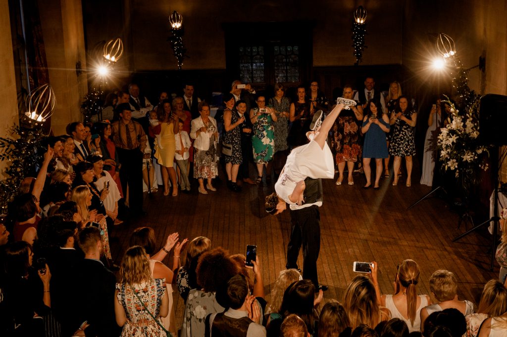 bride in air during first dance