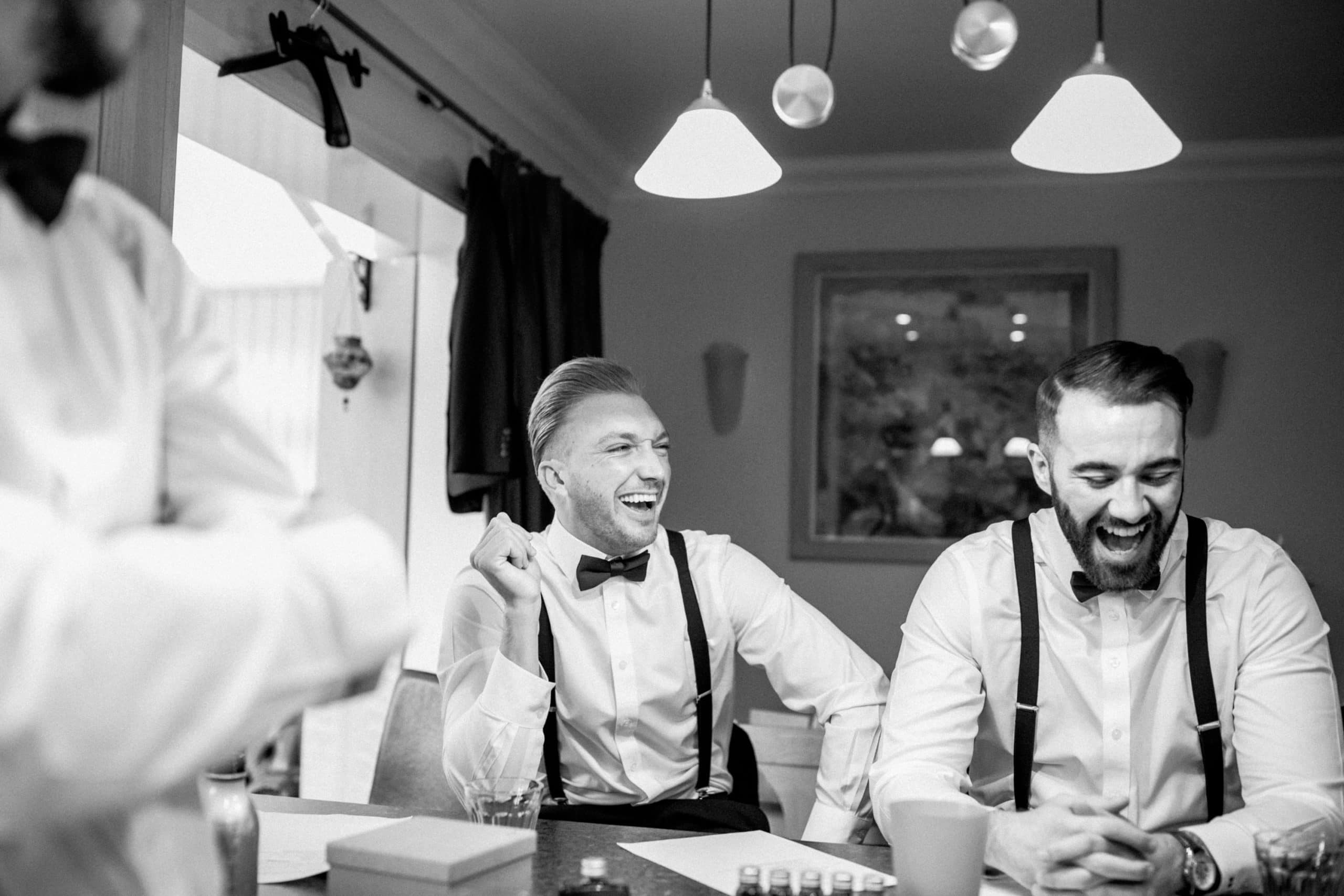 groom preparation for winter wedding