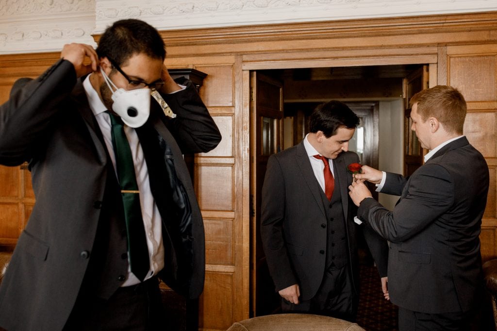 covid-19 wedding with mask