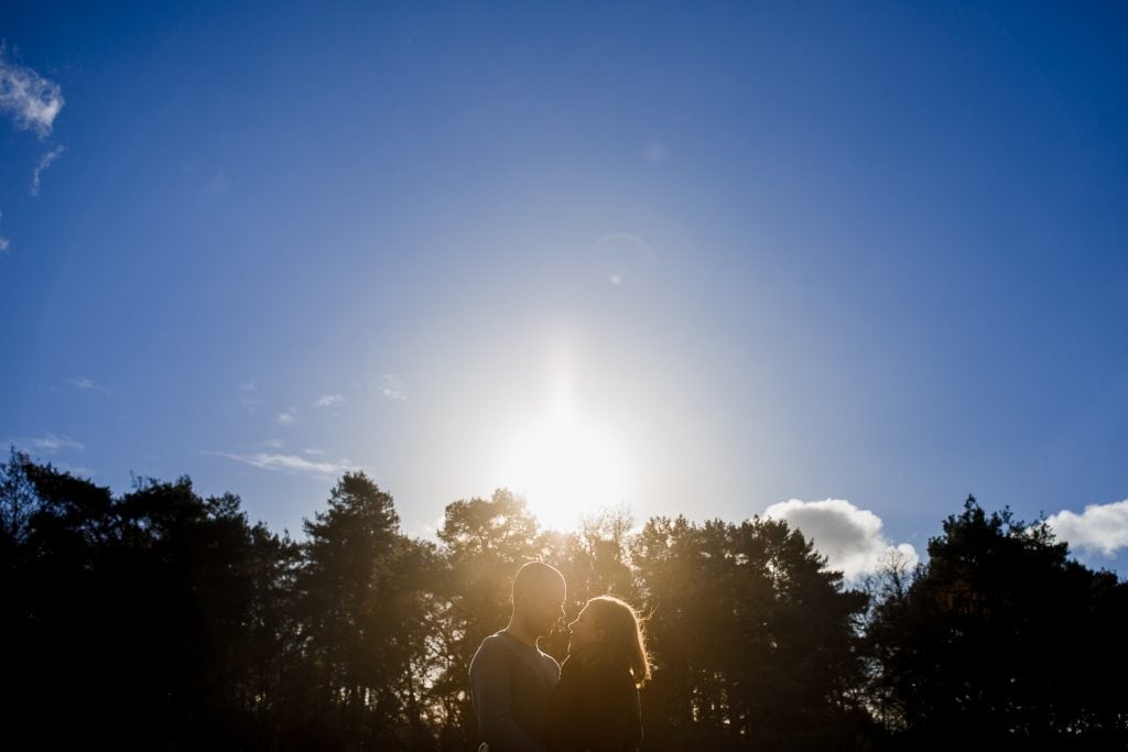 engagement photo in the winter sun