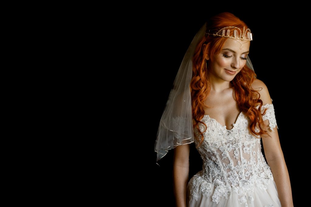 bridal portrait in window light